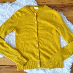 Gold J. Crew 100% Cashmere Cardigan Size XS